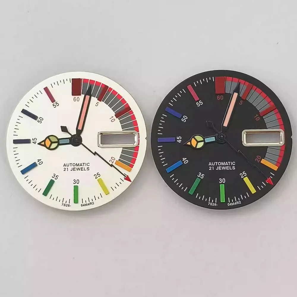 

NH36 Dial 28.5mm, Luminous Watch Dial + Watch Hands, for NH36 Movement, Dual Calendar Watch Faces With Pointer Accessories