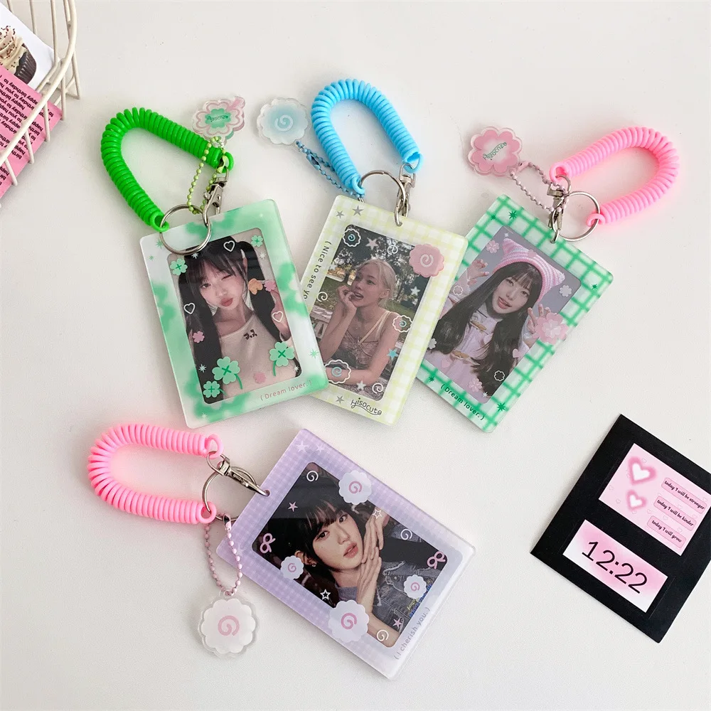 Hisocute Chessboard Girl Three Inch Goo Set Double Sided Transparent Tape Pattern Pendant Card Brick Star Chasing Keychain