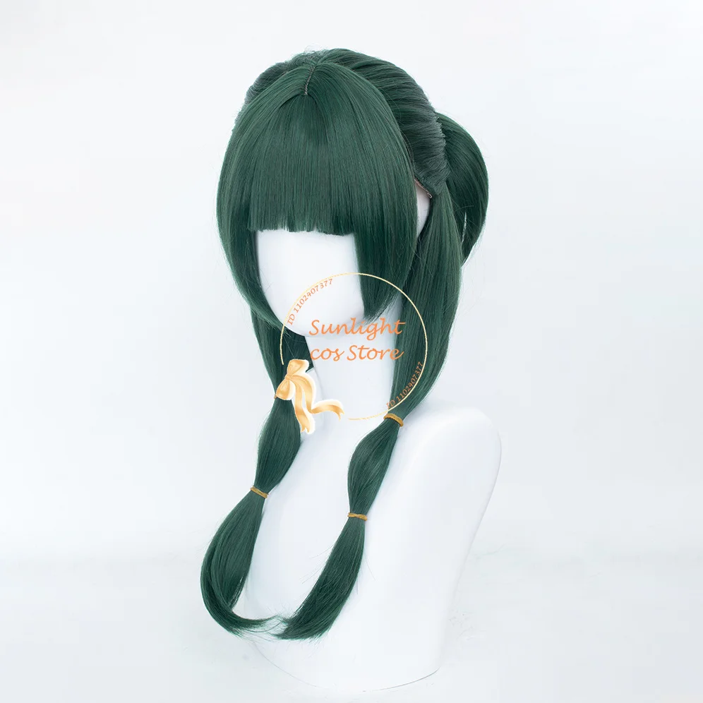 Peruca de Cosplay para mulheres, verde escuro, longo, couro cabeludo simulado, resistente ao calor, cabelo sintético, orelha, Halloween