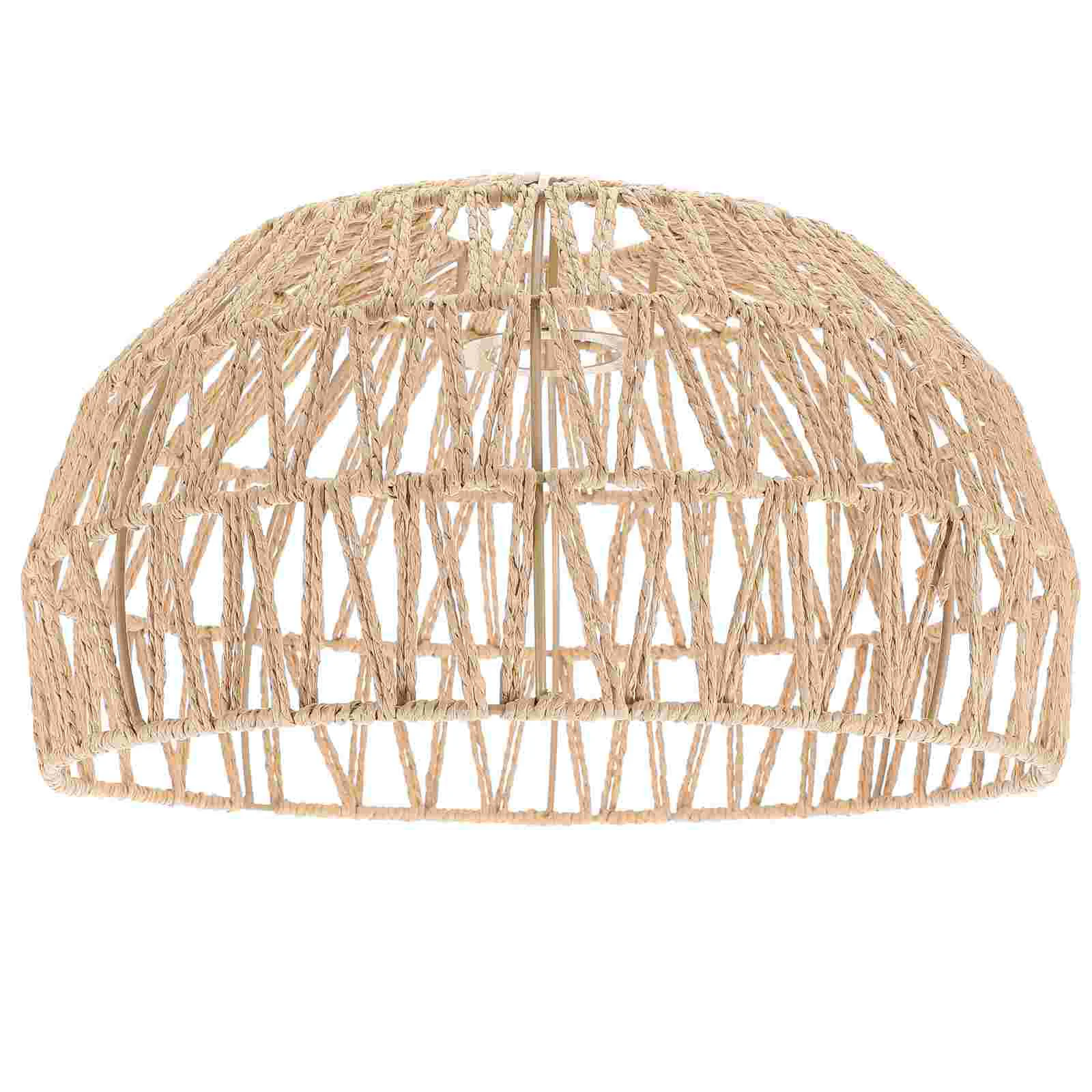 

Rattan Basket Lampshade Woven Pendant Hanging Lamp Shade Seagrass Chandelier Light Cover Dome Shape Rustic Ceiling Fixture