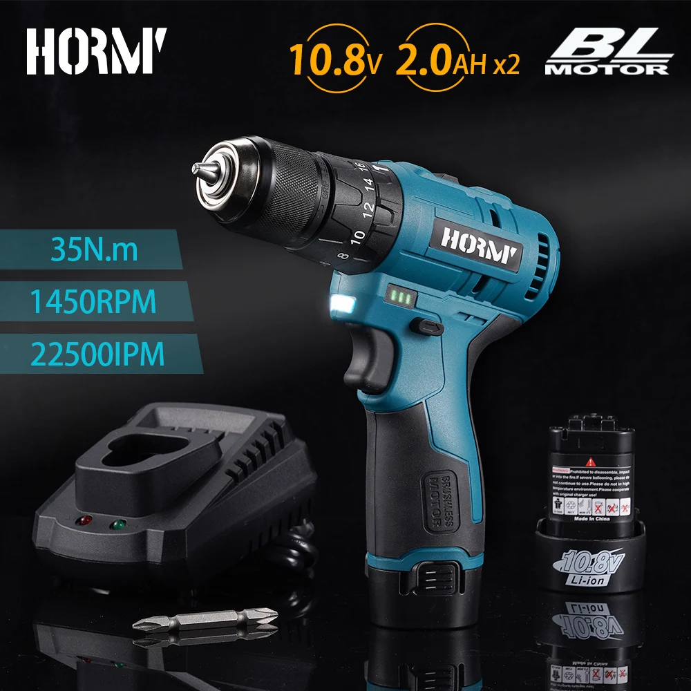 

12V Brushless Electric Drill 3in1 Cordless Driller Driver Adjustable Speed Electric Impact Drill Screwdriver For Makita Battery