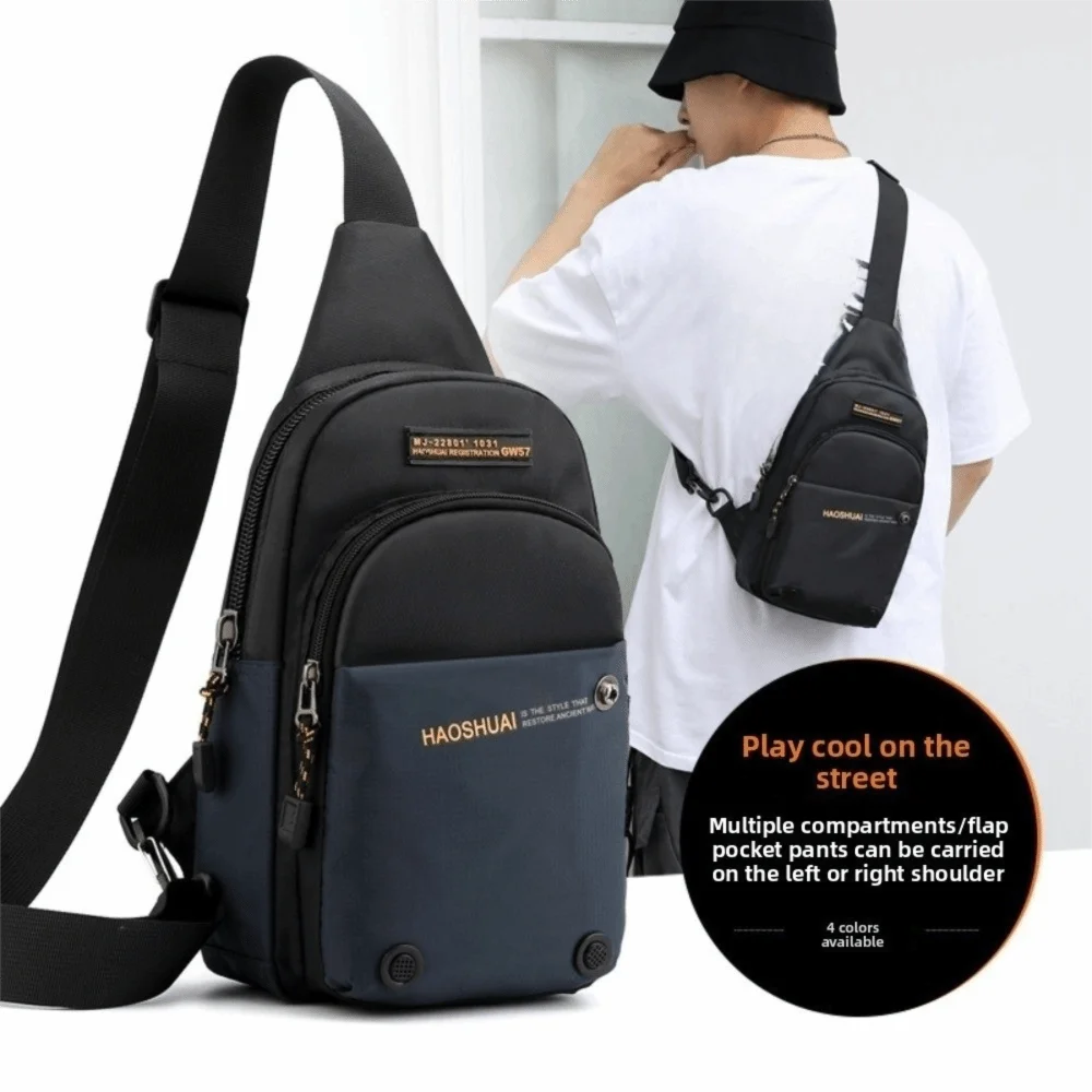 

Fashion Multifunction Men's Crossbody Bag Waterproof Leisure Sports Chest Bag Large Capacity Sling Nylon Shoulder Bag Fitness