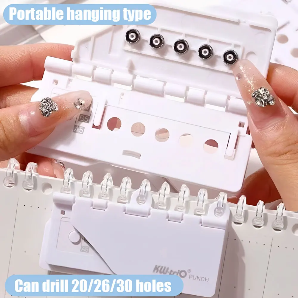 1pc Card-Type 5-Hole Hole Punch, Portable Loose-Leaf Paper Punch, Suitable for A4/B5/A5 Paper Sizes.