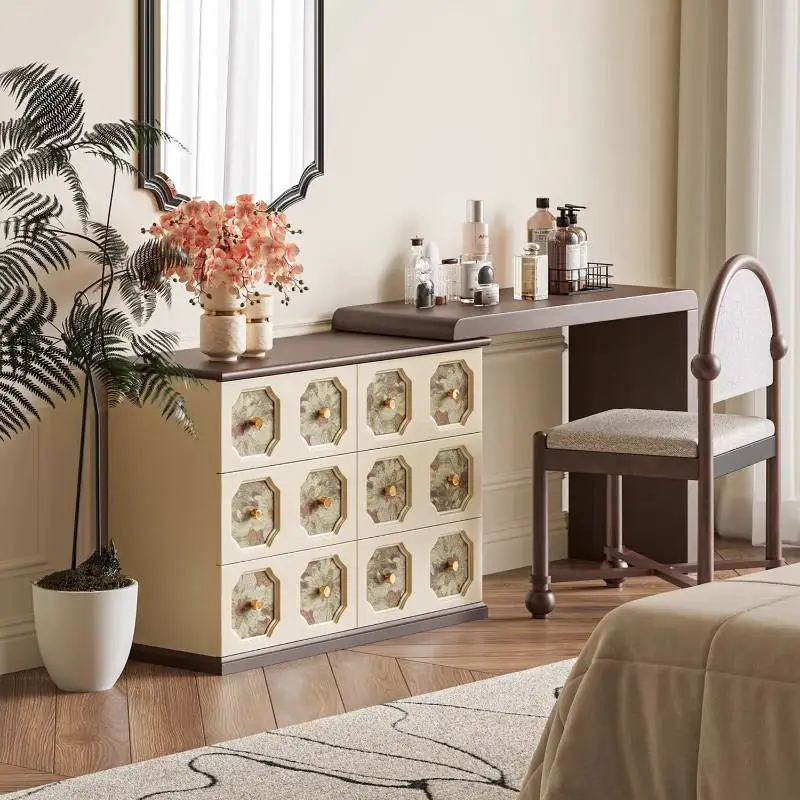 

Decoration High End Dressing Table Drawers Wood Vintage Adult Vanity Desk Dressing Cabinet Tocador Maquillaje Bedroom Furnitures