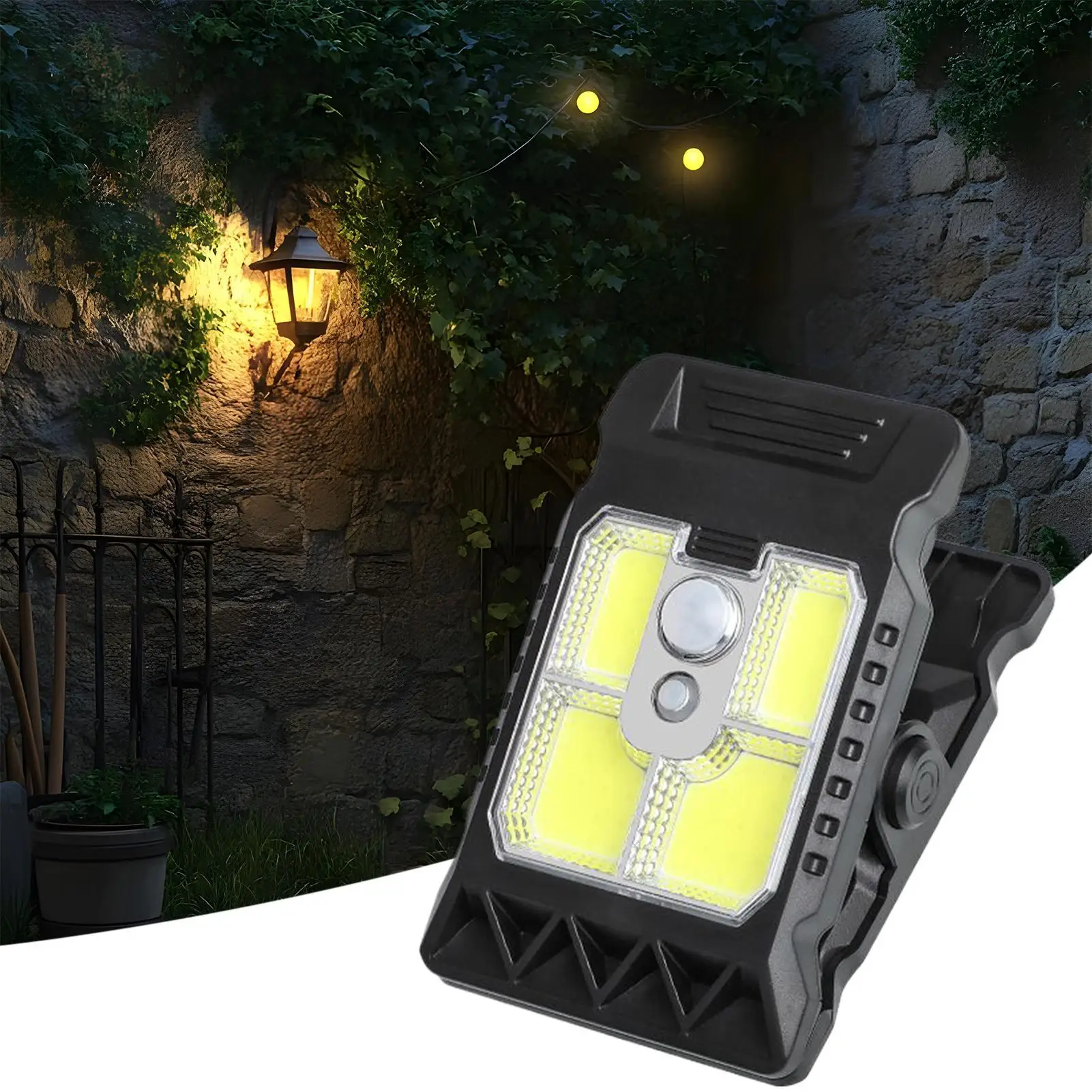 Waterproof Solar Clip Lighting 300LM Motion Sensor Security Lamp, Energy Saving Outdoor Wall Light for Garden Backyard Landscape