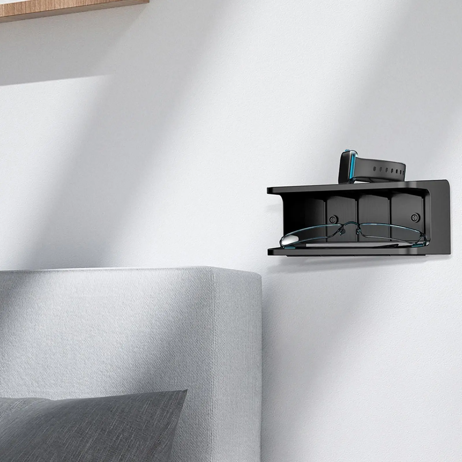 Universal Bedside Wall Shelf Wall Mount Floating Nightstand Double Layer Bedside Shelves Multifunctional Wall Storage Shelves