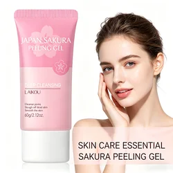 LAIKOU Sakura Peeling Gel, Deep Cleansing Face Exfoliator, Remove Dead Skin Smooth Skin Gentle Exfoliating Scrub 60g