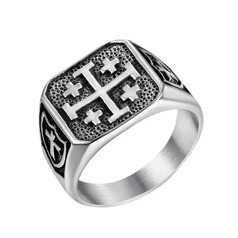 

Stainless Steel Maltese Cross Crusader Knights Templar Rings for Men's Sizes 7-15