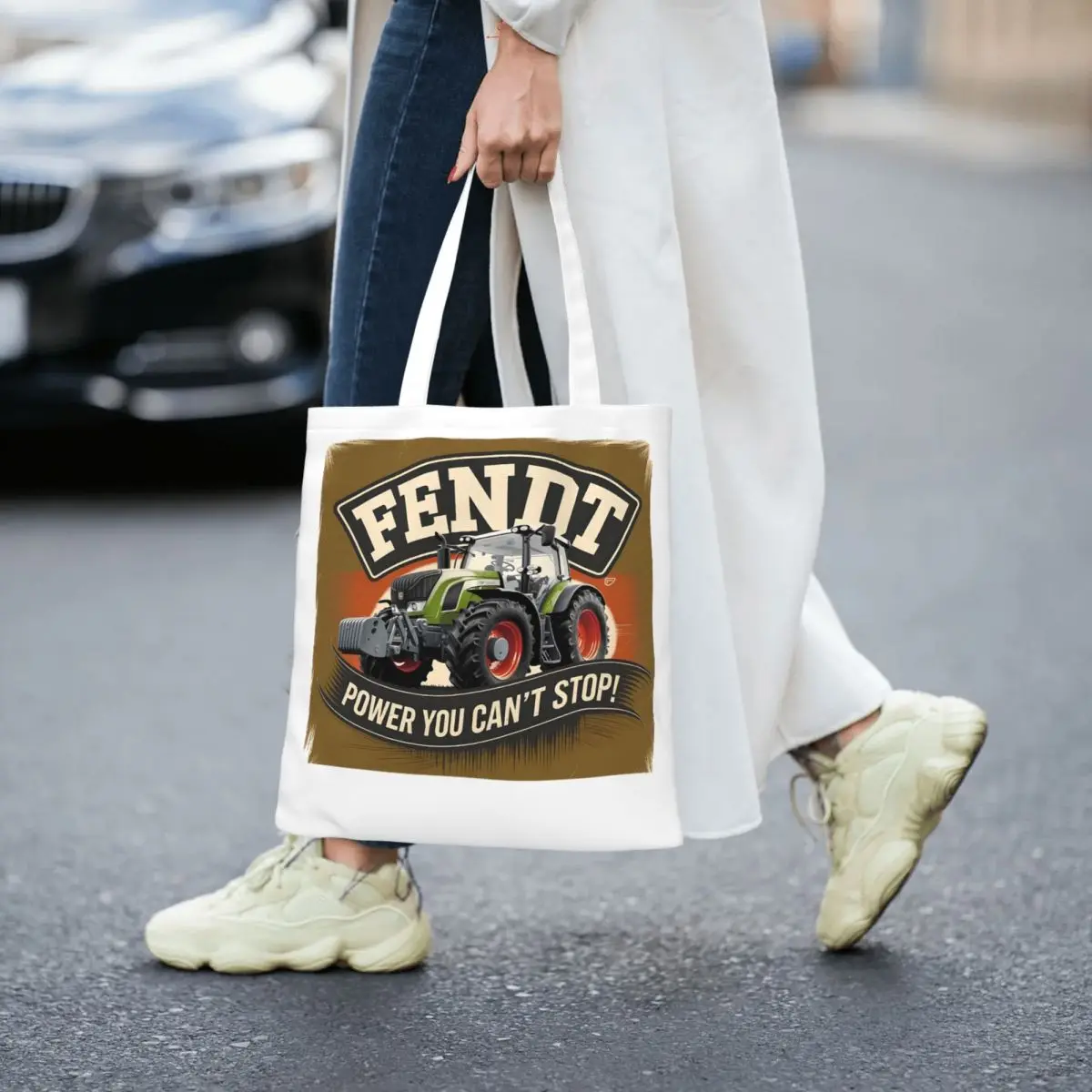 Fendt Tractor Power لا يمكنك إيقاف أكياس التسوق القماشية حقيبة حمل قابلة للطي للسيدات حقيبة كتف للسفر #6