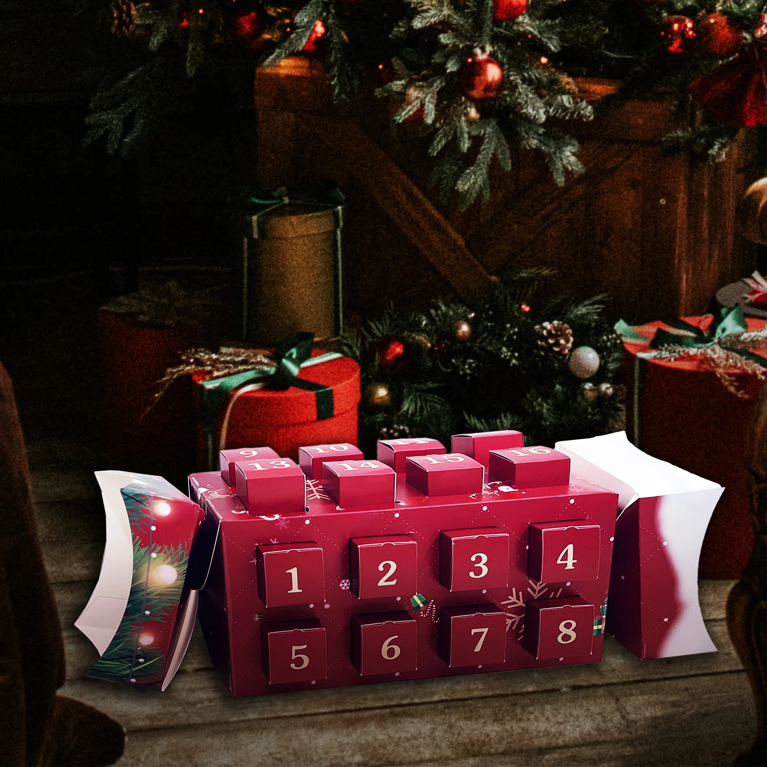 Customization.Retail Logo Printed 12 Day Cardboard Gift Paper Packaging Christmas Advent Calendar Box for Chocolate