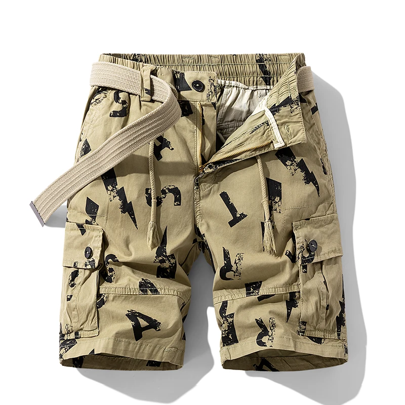 Fashionable Printed Multi-Color Workwear Shorts Men's Summer 2024 New Multi-Pocket Pants Loose Straight Casual Shorts