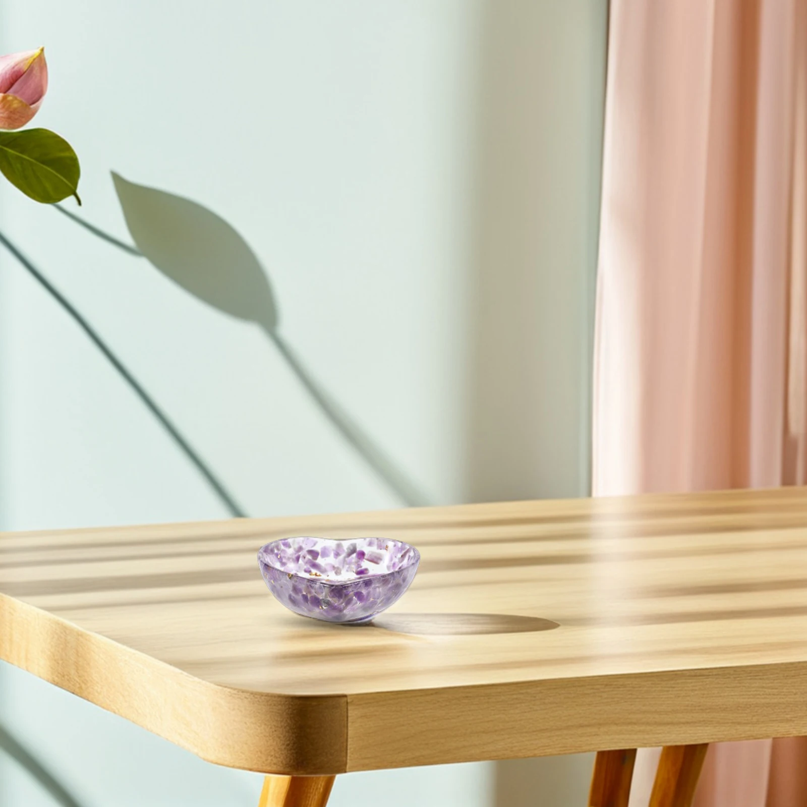 

Heart Shaped Resin Holder Natural Crystal Gravel Romantic Home Decor Unique Craftsmanship Stone Bowl Living Room