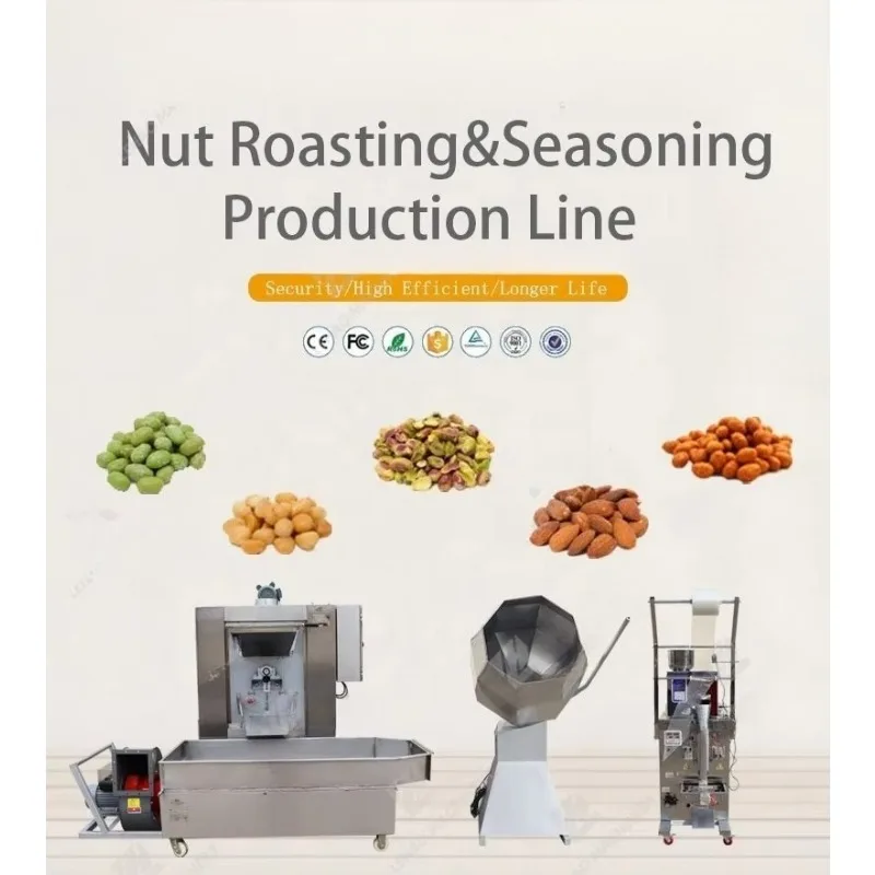 Fully Automatic Potato Chips Peanut Cashew Seasoning Machine Salted Flavoring Mixing Coating Production Line
