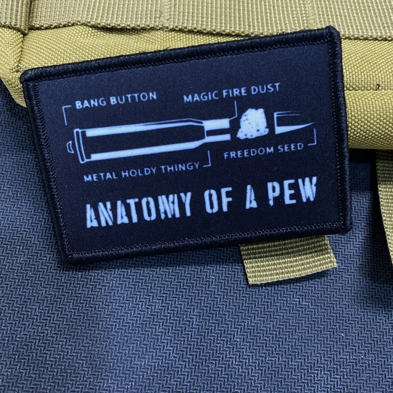 ANATOMY GF A PEW Backpack Tactical Printing Hook and Loop Patches BANG BUTTON Morale Badge Armband Stickers Patch Military