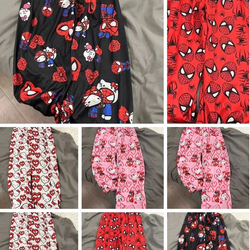 Spider Man Pajama Spring and Summer Korean Edition Couple Pants Spiderman Trousers Print Children Home Casual Long Sleep Pants