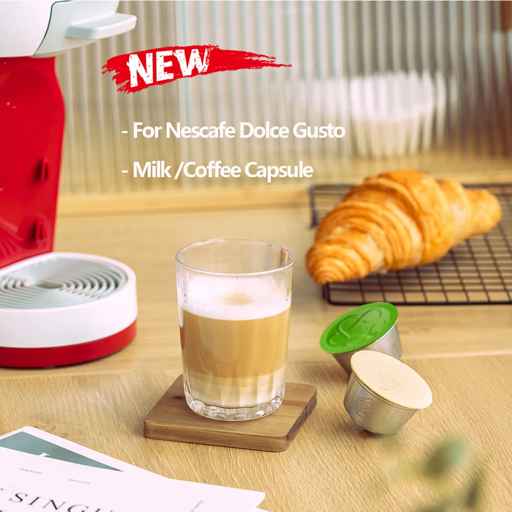 icafilas For Nescafe Dolce Gusto Reusable Coffee Capsule Plastic & Stainless Steel Coffee & Milk Filter for Piccolo & GENIO S