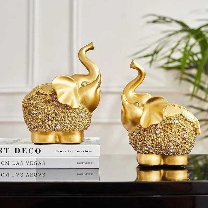 Chinese Feng Shui Golden horse Elephant statue decoration success home crafts Lucky Wealth Figurine office desk Ornaments Gift