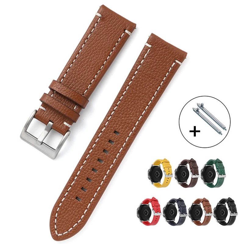 Casual Versatile Leather Strap 18mm20mm22mm24mm Lychee Pattern Double-sided Top Layer Cowhide Business Suitable For Men Strap