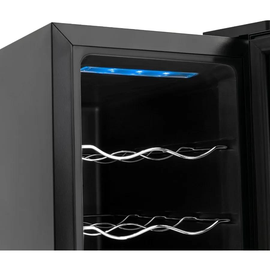 Black Wine Cooler 23L 8 Bottle Compressor Wine Cooler Refrigerator with 5 Shelves and 3 Racks for Storing Red White Champagne a