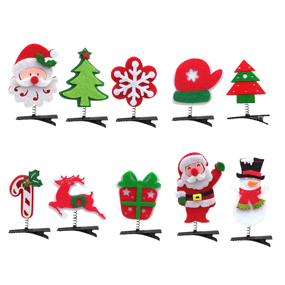 

10Pcs Barrettes Christmas Hair Clips Bright Colored Hair Accessories for Holiday Dress Up Xmas Barrettes