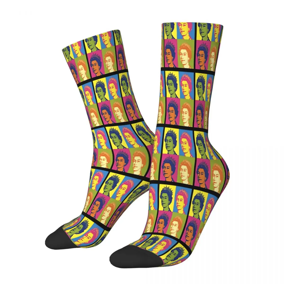 Elizabeth II Pop Art Repetition Royal Family Pop Art Socks Male Mens Women Summer Stockings Hip Hop