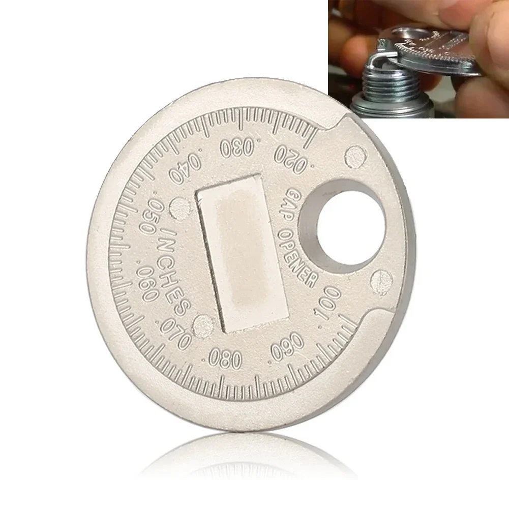 0.6-2.4mm Adjustment Ignition Gap of Spark Plugs Range Coin-Type Spark Plug Gage Gap Tool Feeler Spark Plug Gap Measurement Tool