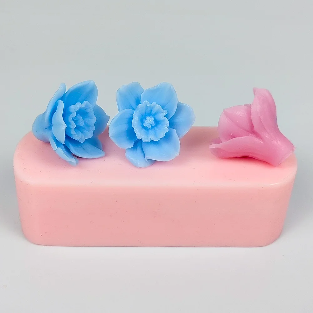 3D Narcissus Flower Mold, 3D Bloom, Wedding Cake, Silicone Molds, DIY Soap Making, Cupcake, Candy Decoration Craft, HC0669