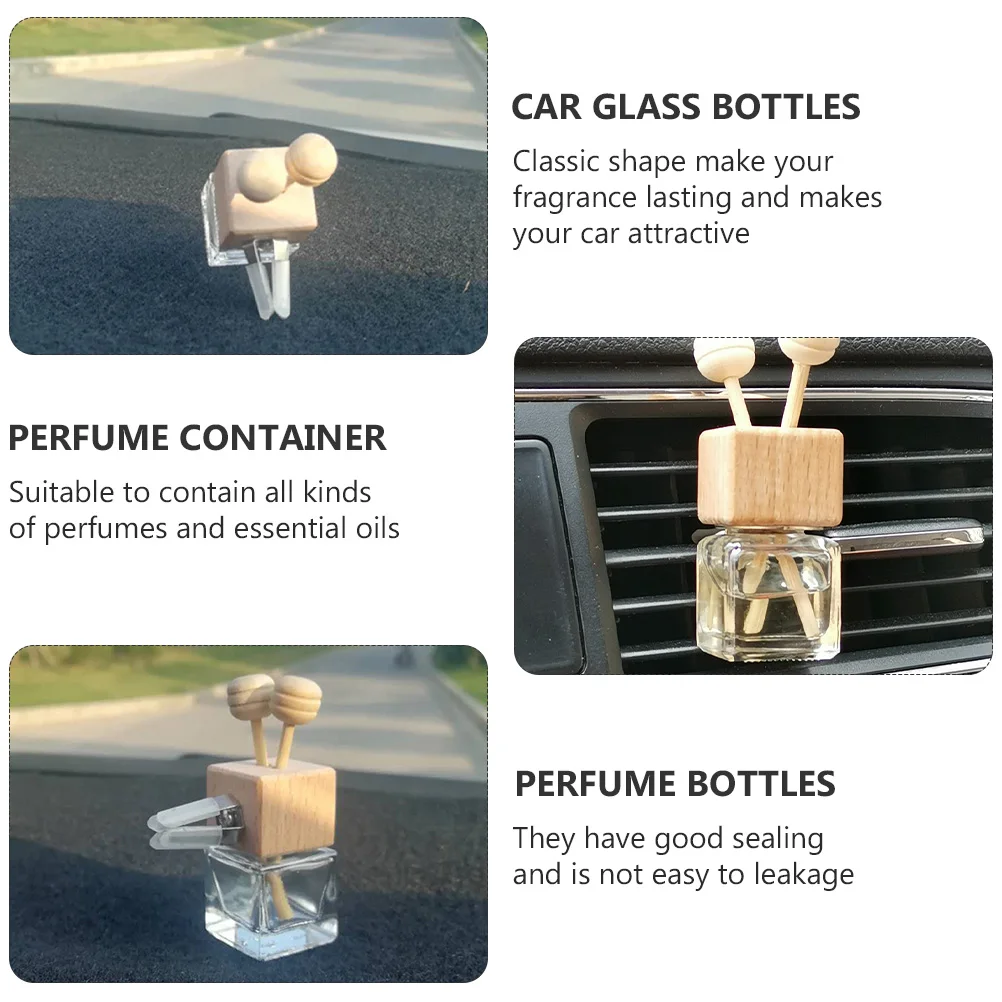 

4pcs Car Vent Perfume Bottles Glass Diffuser Essential Oils Containers Aromatherapy Car Air Freshener Decorative Aroma Holder