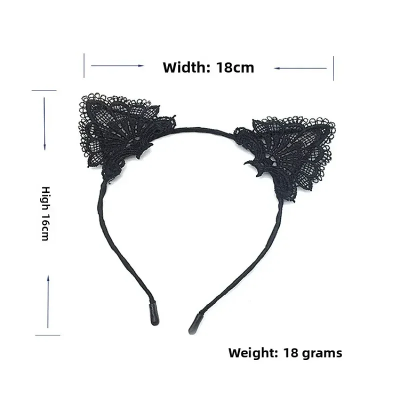 Ensemble de costumes de chat d'Halloween pour femmes – Masque de princesse sexy en dentelle, bandeau et masque pour les yeux, accessoires de fête en tissu noir