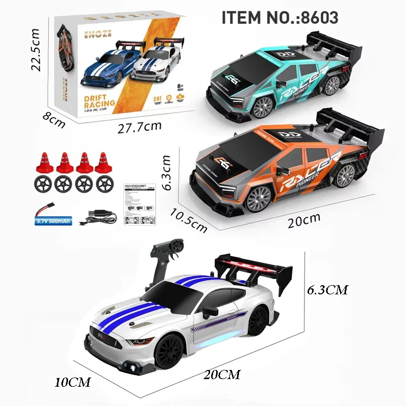 1/24 High Speed RC Drift Vehicle Cars Mustang 4WD Remote Control Racing Car Gifts Competition Race Car Boys Toy Replaceable Tire image 6