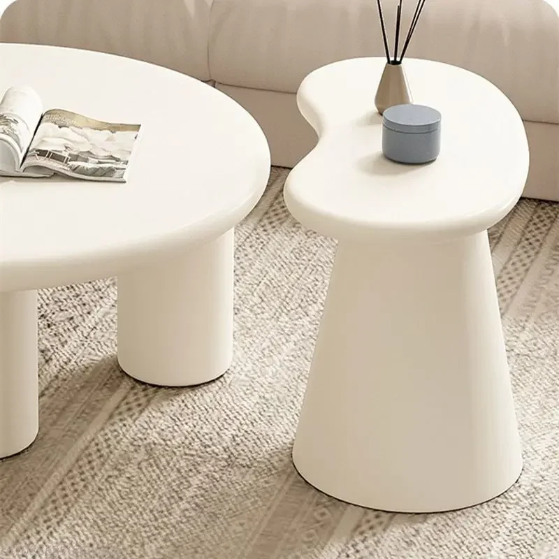 Muebles de sala de estar estilo crema, mesa de centro combinada redonda para el hogar, mesa pequeña moderna y sencilla para apartamento, nube