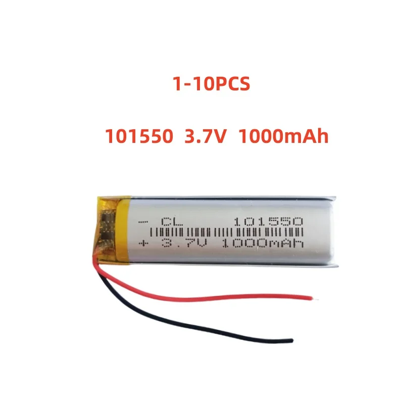 

1-10 Pcs 101550 3.7V 1000mAh Lithium Polymer Battery For MP3 MP4 GPS DVR LED Lights Bluetooth Speaker Recording Pen Toys