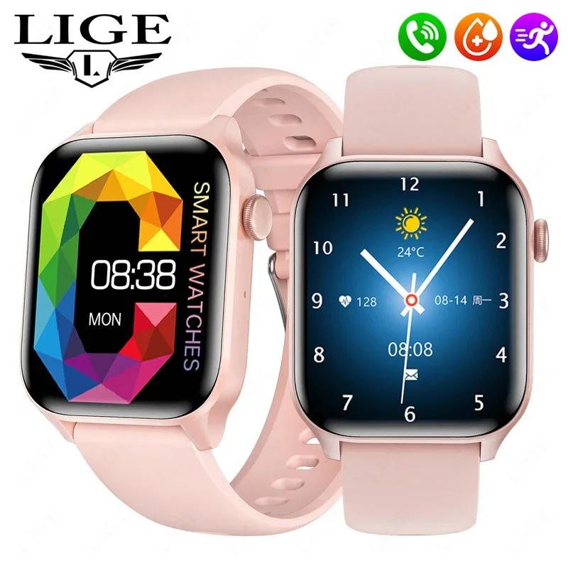 

LIGE Bluetooth Call Women Smart Watch Remote Camera Health Monitoring Ladies Smartwatch Exercise Recording Information Reminder