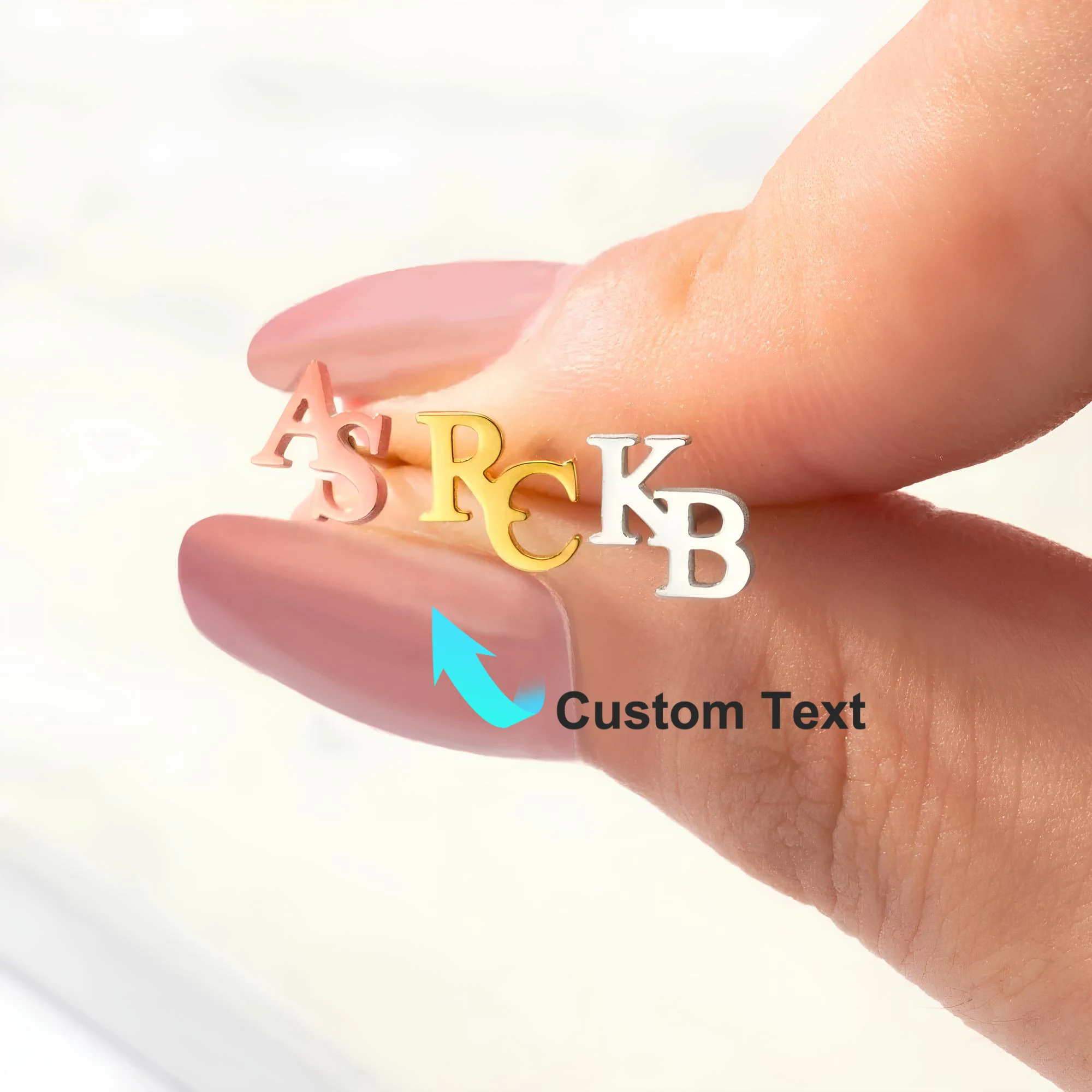 

Custom Tiny Letters Names Stud Earrings For Women Gold Color Stainless Steel Double Initials Earring Birthday Christmas Jewelry