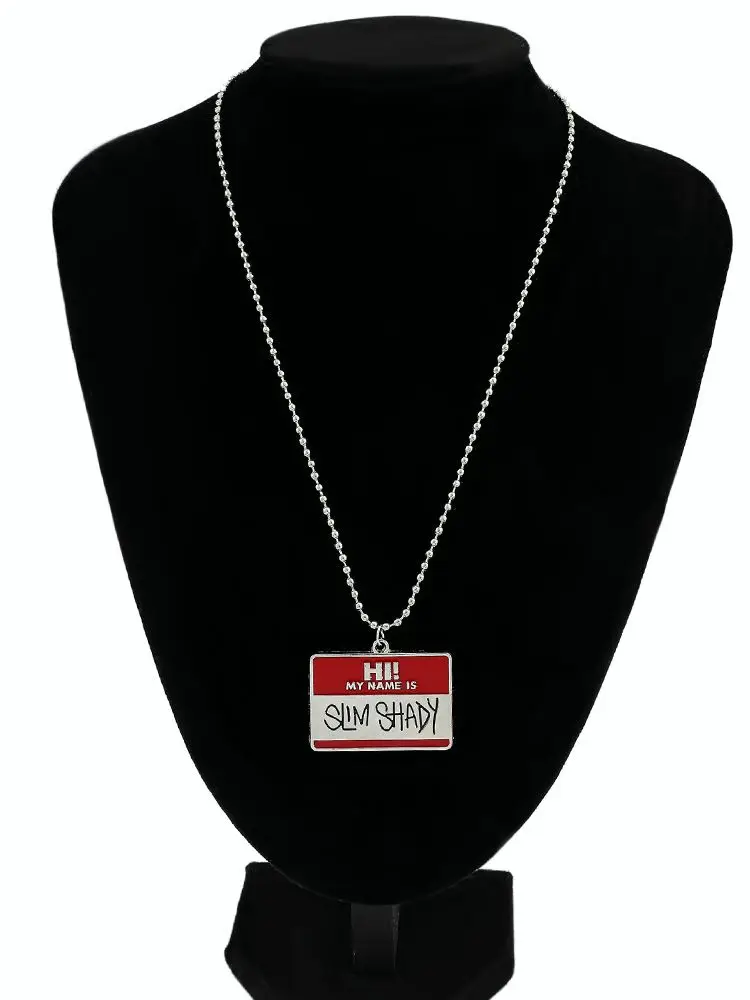 Collier ras du cou Hippie Slim-Shady pour hommes, pendentif carré, chaîne de perles en alliage, bijoux de rappeur avec porte-clés Style Hip Hop