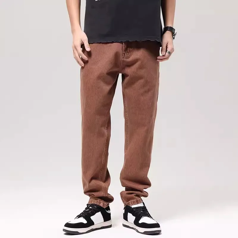 Calça cargo multi bolsos emendada masculina, jeans reto, ajuste solto, verde, casual, moda de rua, estilista, Hip Hop