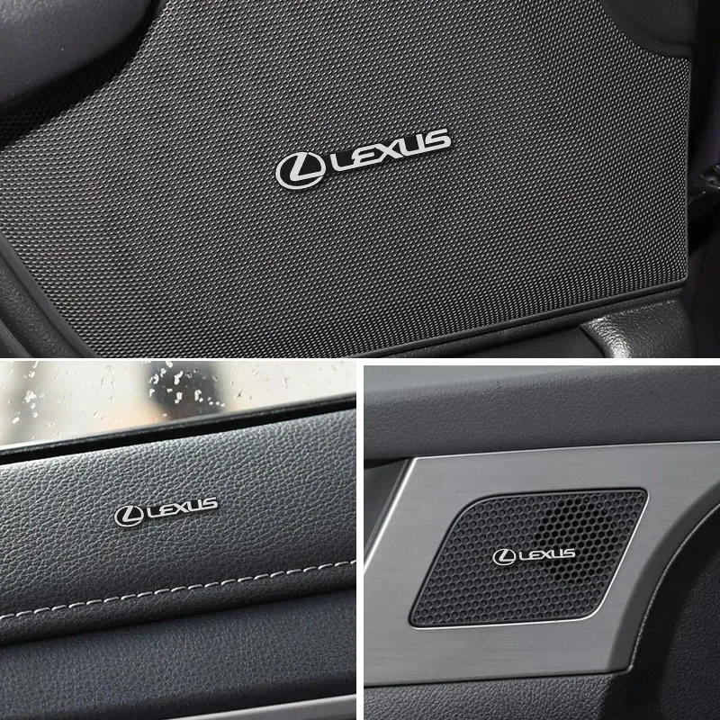 4Pcs 3D Aluminum Car Audio Stereo Speaker Badge Emblem Sticker For Lexus Fsport RX330 IS250 RX350 IS300h GS300 UX LX570 LS430