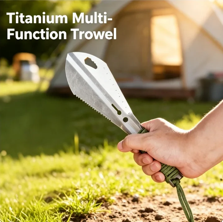 Pure Titanium Mini Trowel Outdoor Multi Function Shovel Portable Camping Digging Tool with Saw Scale Nail Puller