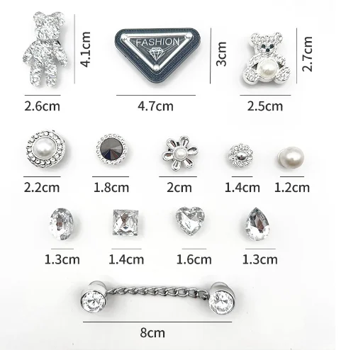 Buckle Cute Pearl Bear Water Diamond Chain DIY Shoes Decorations New Fashion Set Hole Shoe Charms Accessories Shoe