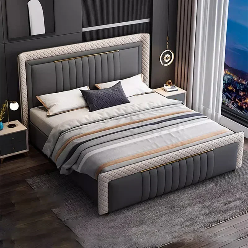 Aesthetic Luxury Double BedFrame Black Wood Storage King Size Twin Bed Frame Modern Platform Cama Box Casal Nordic Furniture