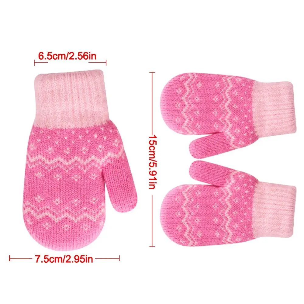 Com pendurado pescoço corda luvas de malha à prova de frio à prova de vento outono inverno luvas engrossadas luva quente meninos meninas
