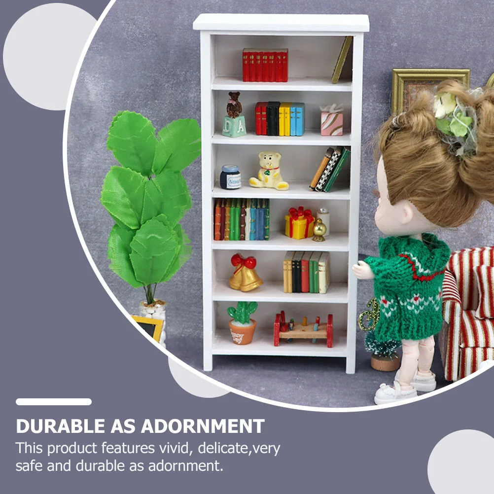 Vertical Bookcase Model Miniature House Props Bookshelf Decorate Room Wooden Furnishing Decoration