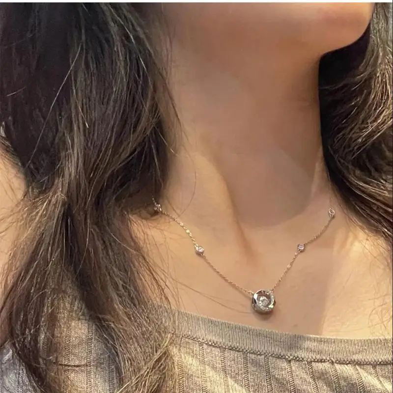 Korean Fashion Silver Color Zircon Pendant Necklace For Women Jewelry 2026 Trending New Luxury Crystal Necklace Colar Kolye Gift