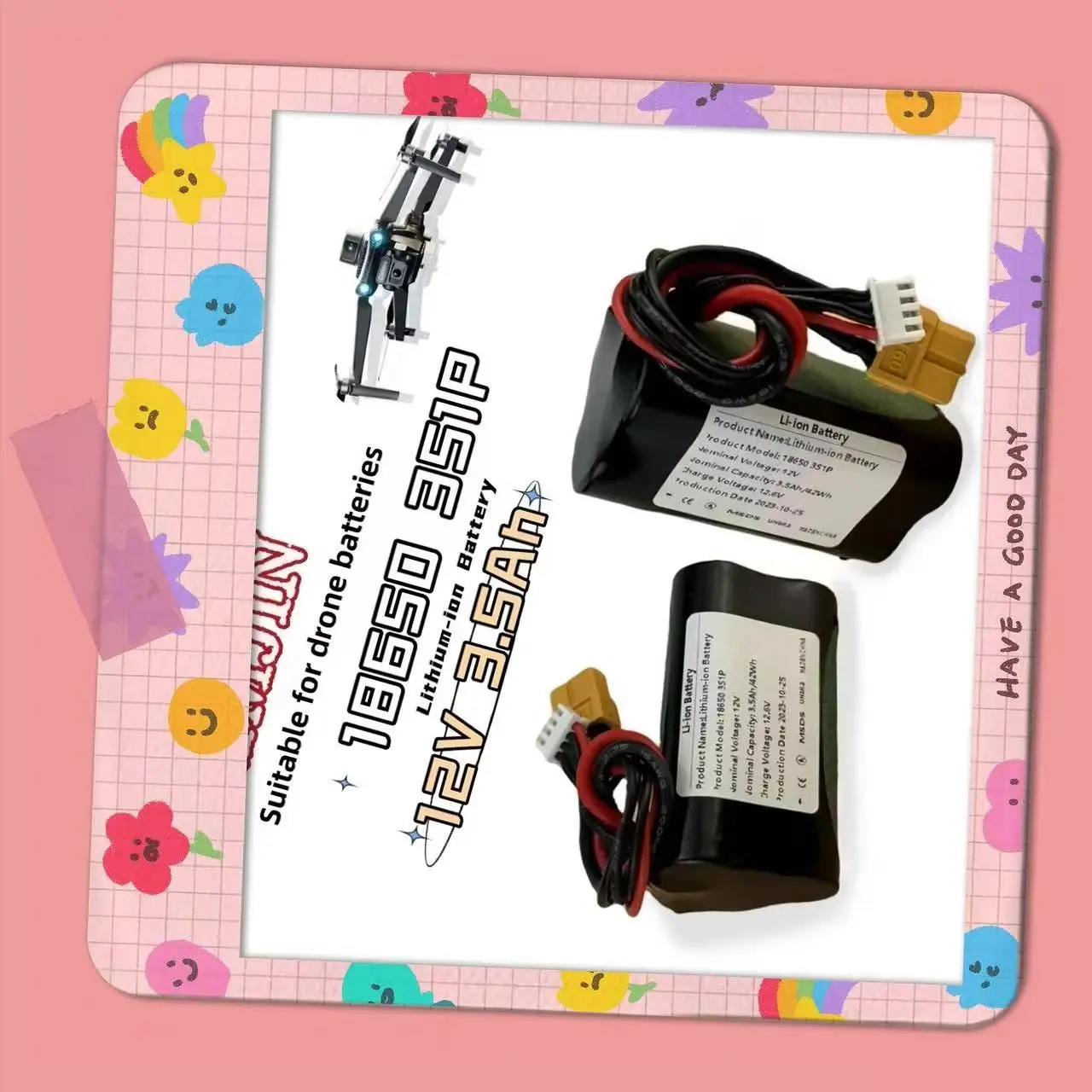 

3S1P 12V 3.5Ah 18650 Rechargeable Li-ion Battery Pack for RC Airplane Drone Quadrotor - XH2.54-4P XT60 Connector