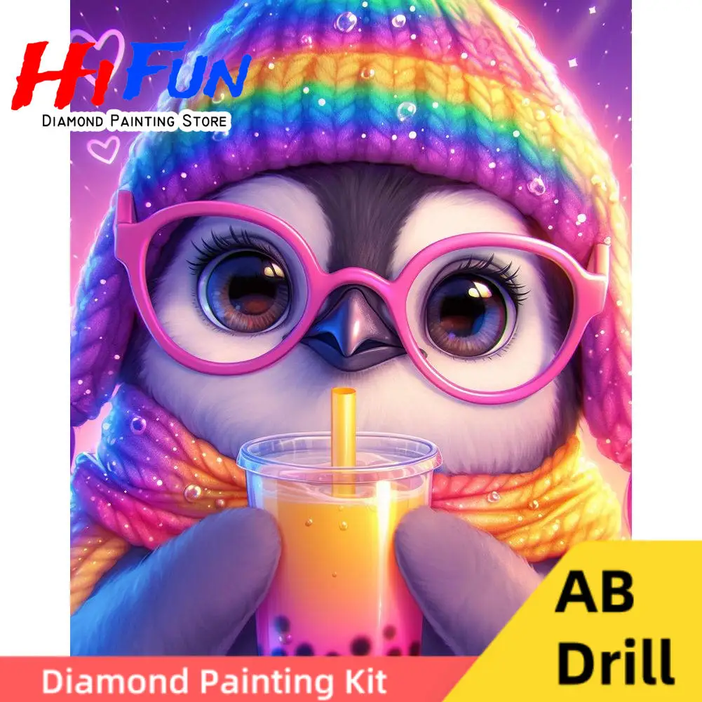 

Colorful Penguin Friends 5d Diy Full Drill Diamond Painting Art AB Drills Winter Bird Poster Mosaic Cross Stitch Pictures Set