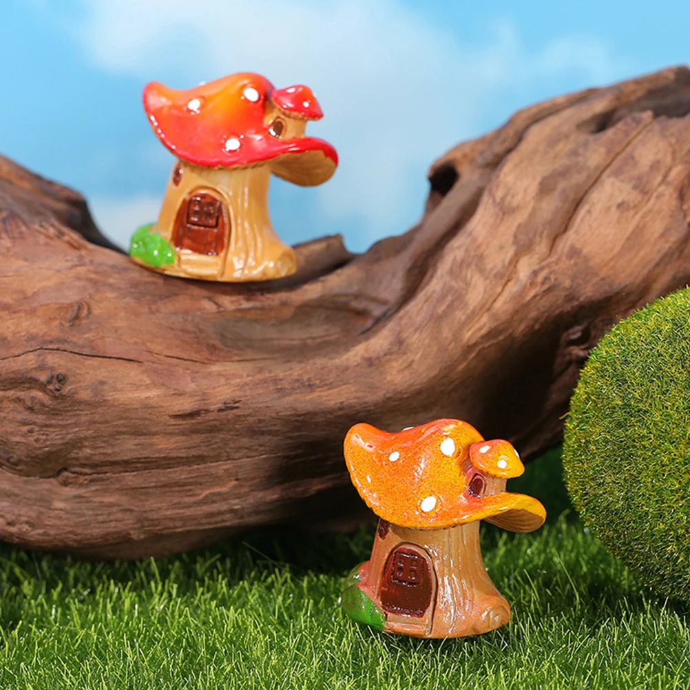 

4 Pcs Mushroom House Toys Mini Mushrooms Ornaments Decorations Tiny Resin Landscaping Succulents Miniature Statues