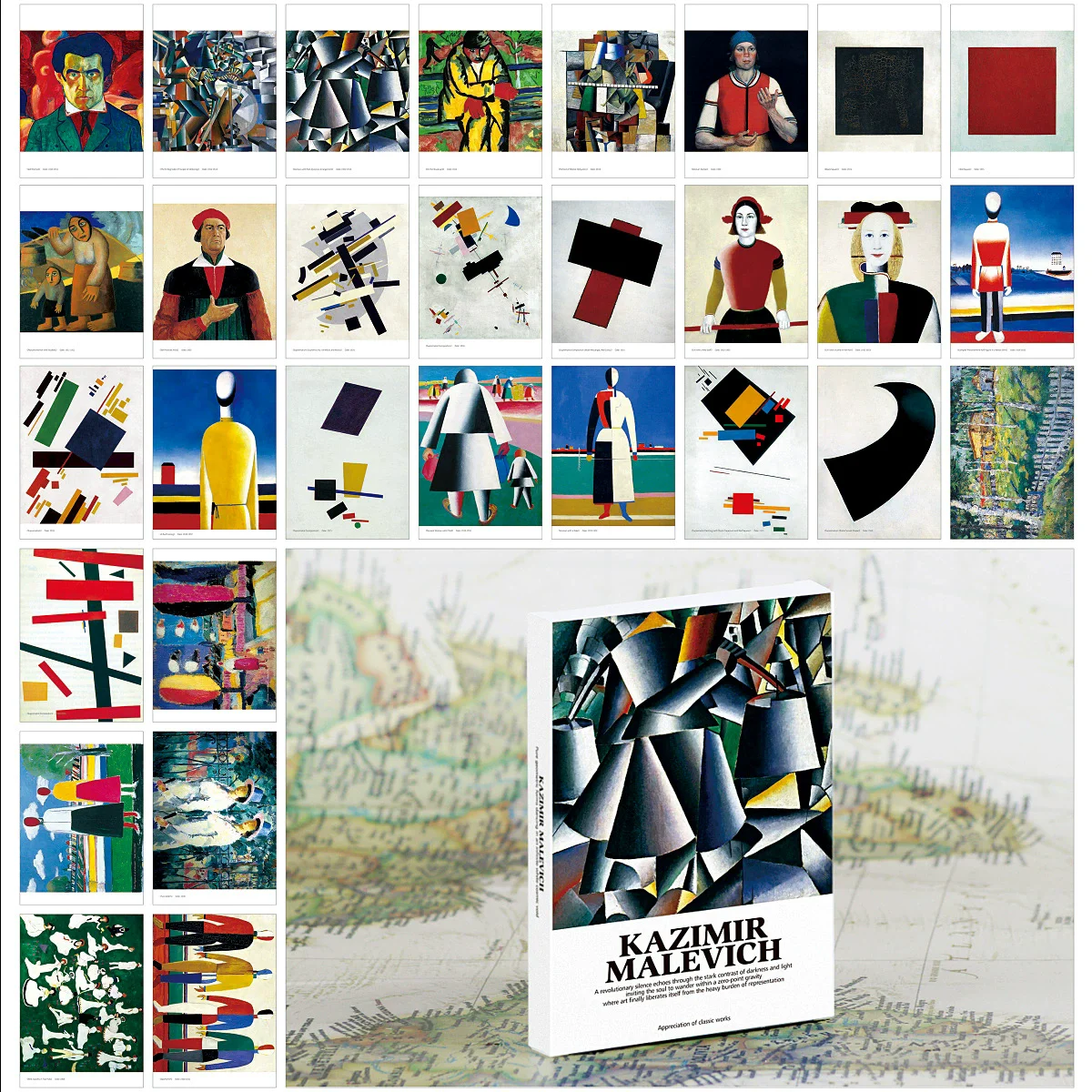 30Pcs/Set Kazimir Malevich Oil Painting Postcards Suprematism Famous Artwork Reproduction Art Cards Modern Art for Collection