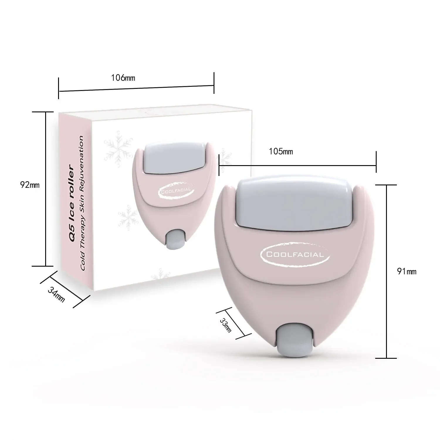 Q5-Rodillo de himirde tensive ación 2 en 1 138 masaje Facial, capChevy oculaire, 2 en 1, aztransistors, rosa y blanco