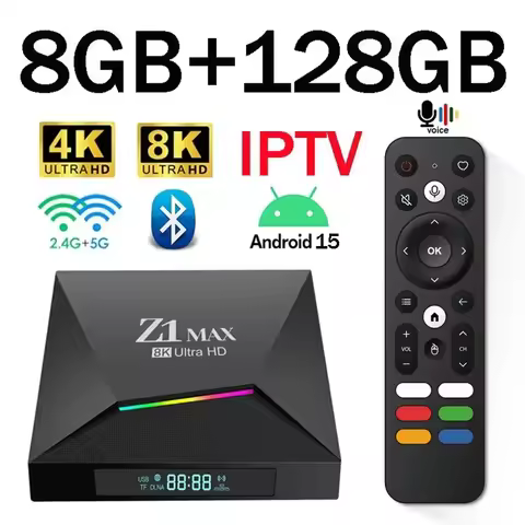 IPTV TV Box Android 15 4K 8K HD Allwinner H618 Quad core BT 5.0 4G 5G Dual WiFi 8GB 128GB Voice remote Support European IPTV