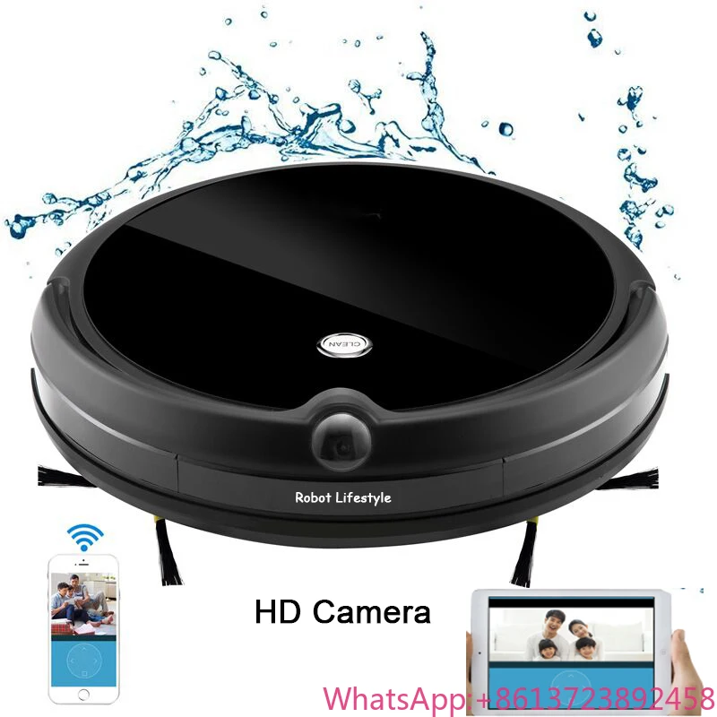 

Vacuum Cleaner Robot with HD Camera Monitor Pet, Video Call, Map Navitation, WiFi App Control, Smart Memory, Wet and Dry Mop